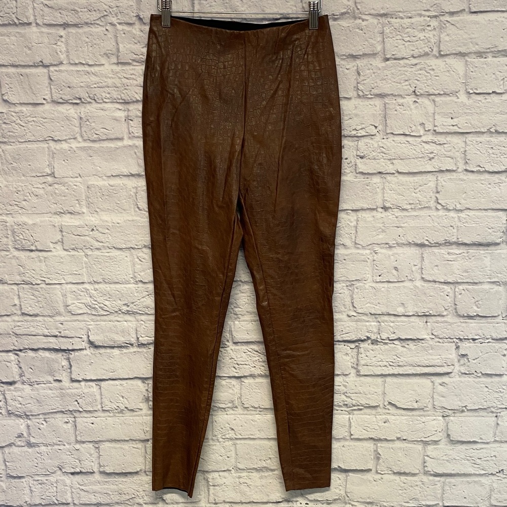 NWT Forever 21 Brown Faux Leather Croc-Embossed Leggings Size M